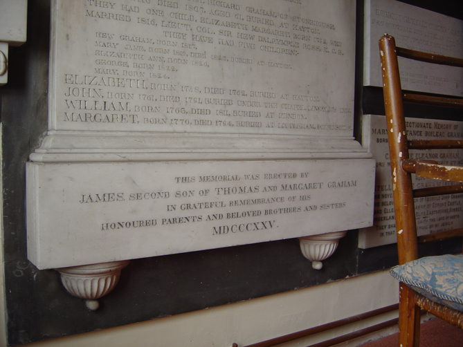 Detail of plaque in Hayton church