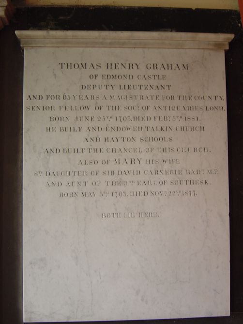 Plaque in Hayton church