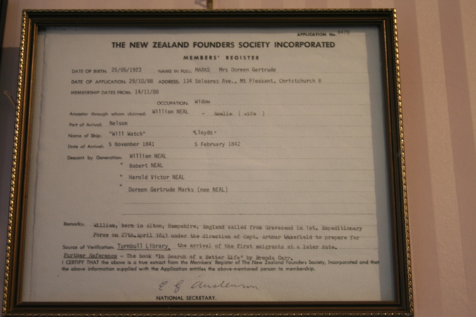 Founder's certificate
